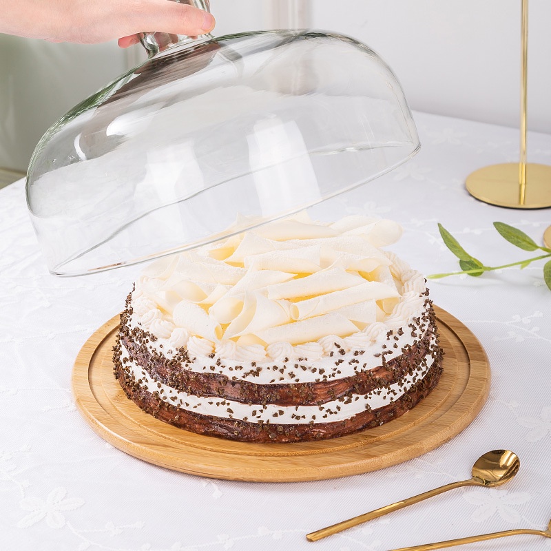 Khay bánh gỗ lồng kính trang trí, kệ gỗ nắp thủy tinh chụp ảnh sản phầm