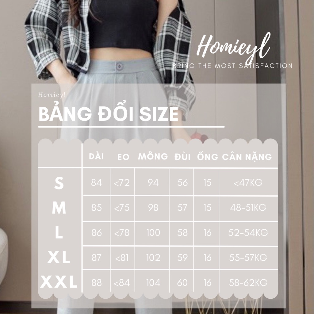 Quần đũi nữ cạp chun sau Homieyl cao cấp lưng cao, quần baggy nữ cạp cao màu đen đi học đi làm đi chơi