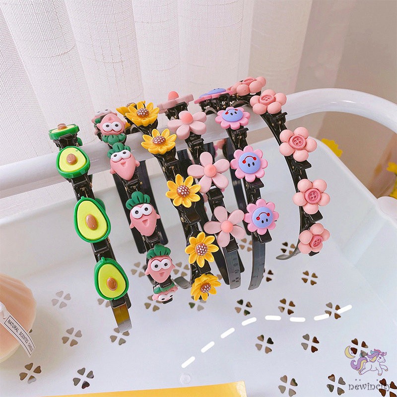 Băng đô cài tóc đính hoa và trái cây đáng yêu cho bé gái