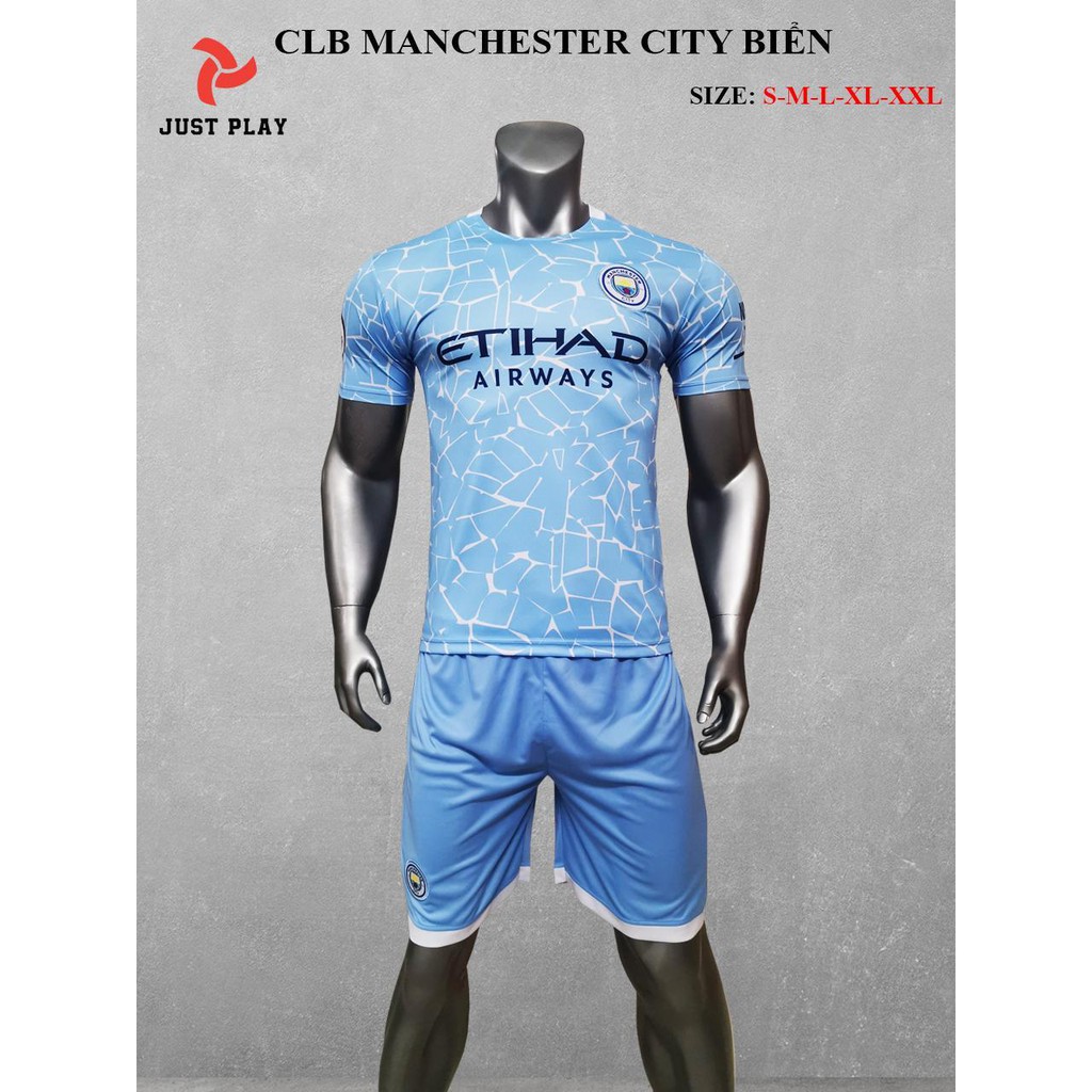 [ĐẸP MÊ LY] Mẫu đồ đá banh CLB Mancity siêu đẹp, mẫu mới nhất năm 20-21, vải thun lạnh cực mát