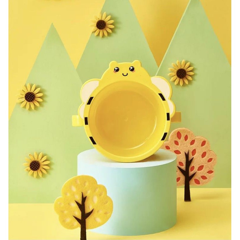 Set khay nhựa ăn dặm kèm bát,cốc,thìa dĩa, đũa hình chú ONG vàng,Bộ khay Ong vàng NPP Baby Tôm