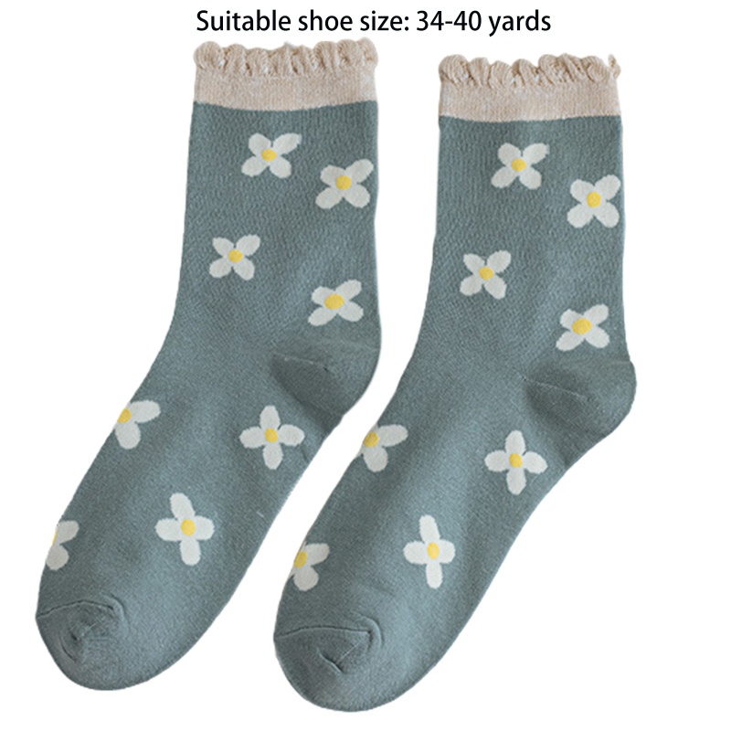 Xiangbao Vớ Cotton Nhún Bèo In Họa Tiết Hoa Nhiều Màu Sắc Phong Cách Harajuku Nhật Bản Cổ Điển Cho Nữ