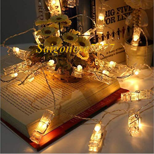 Xài Pin AA/Cắm Điện 220V-Dây Đèn Kẹp Ảnh 3M 20 Kẹp Có Đèn Led Phát Sáng Decor Trang Trí Kẹp Ảnh Nghệ Thuật