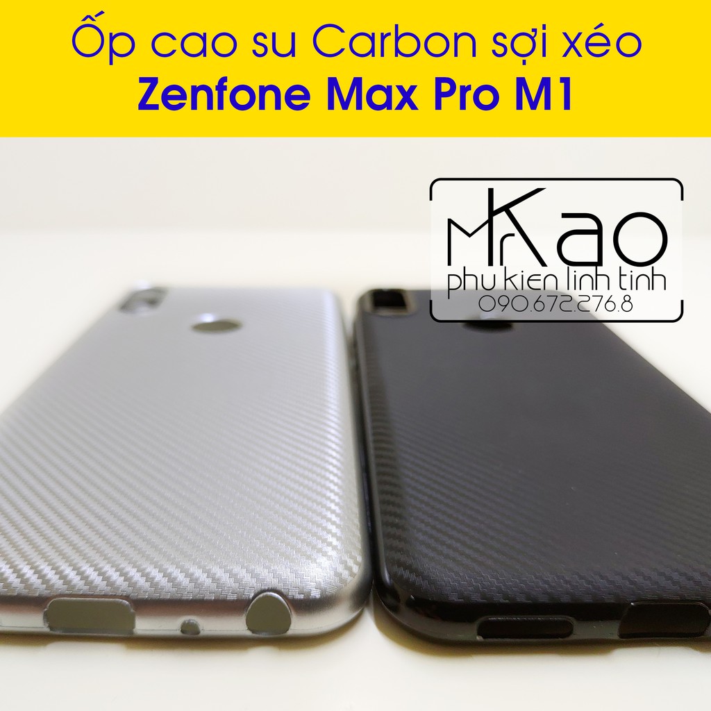 Zenfone Max Pro M1 - Ốp viền cao su Carbon sợi xéo