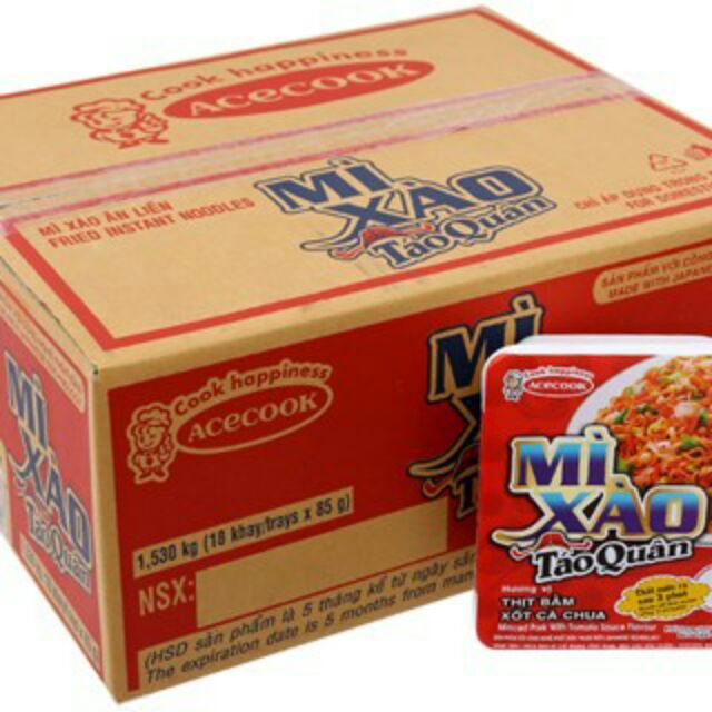 (Sale mạnh) Thùng 18 Khay lớn mì xào Táo Quân Thịt bằm sốt cà khay 85g | BigBuy360 - bigbuy360.vn
