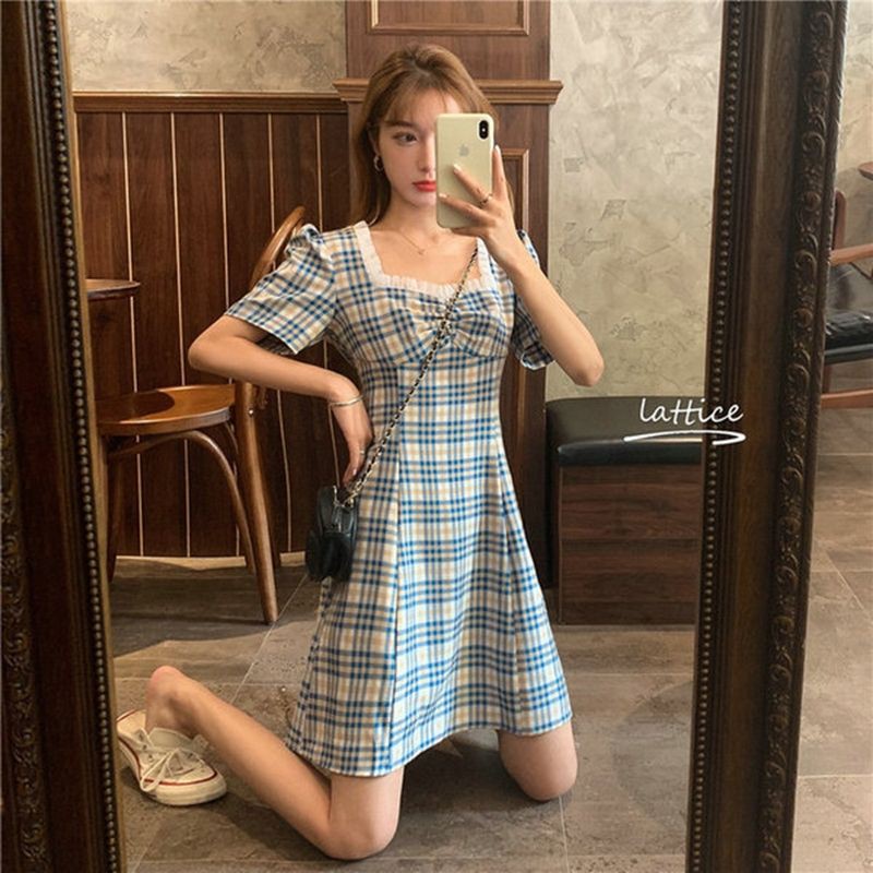 Váy đầm kẻ chữ A cổ ren Jameela | BigBuy360 - bigbuy360.vn