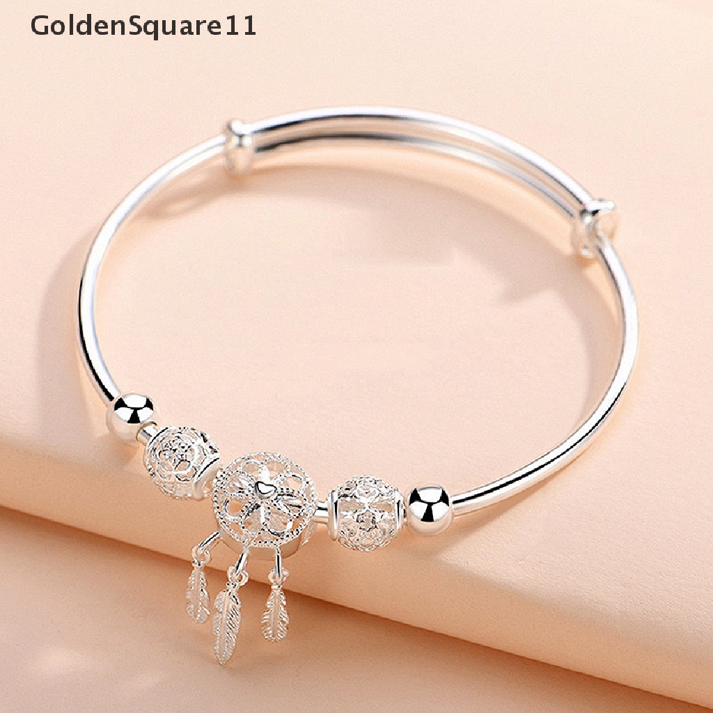 [Goldsquare11] Vòng Tay Dạng Lưới Giấc Mơ Đính Lông Vũ Tua Rua Thanh Lịch Thời Trang Cho Nữ