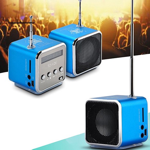 【OPHE】Portable Rechargeable Micro SD TF Mini USB LED Speaker Music Player FM Radio Stereo