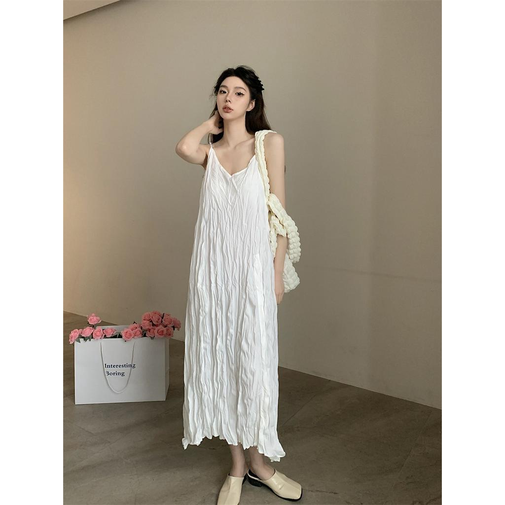Đầm Dài Trung Bình Hai Dây + Áo Khoác Cardigan Dài Tay Chống Nắng 61518
