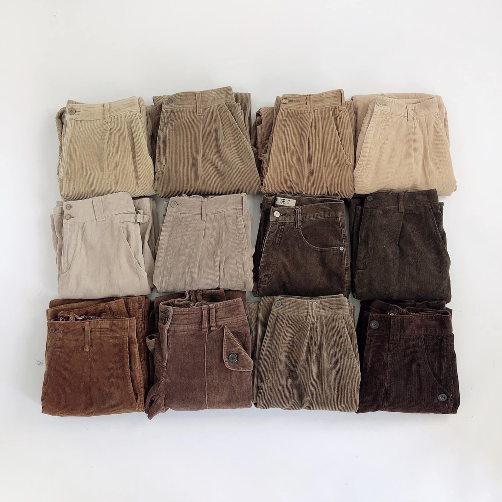 Quần nhung tăm ống rộng unisex 2hand Nhật vintage, bụi bặm, thời trang