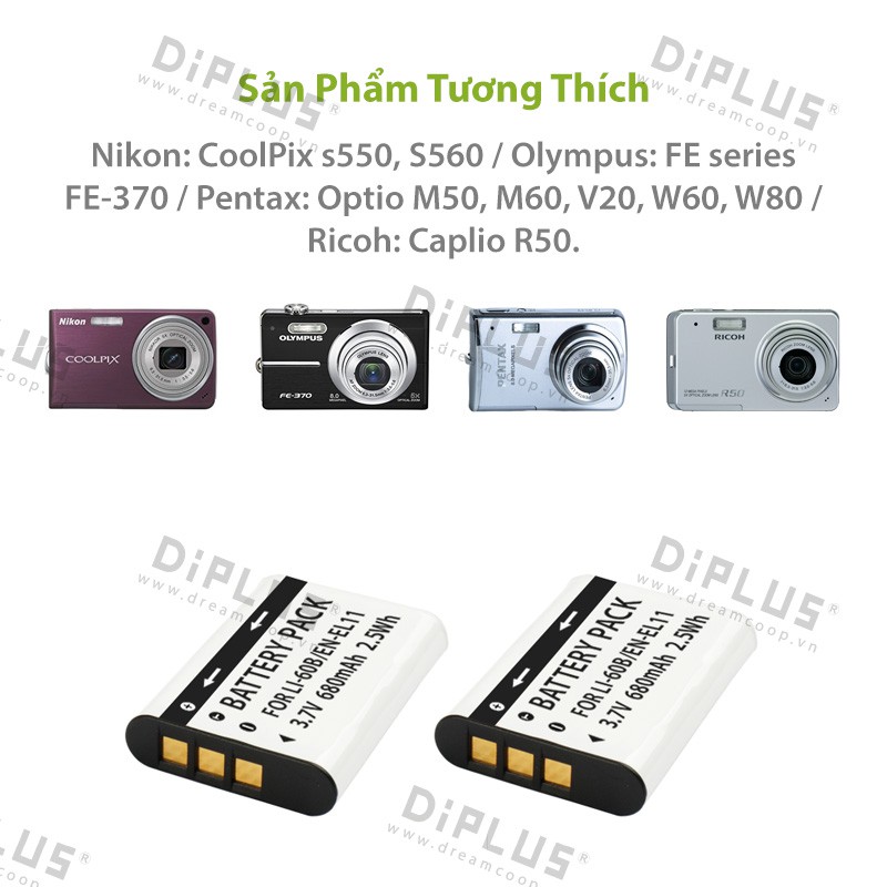Pin máy ảnh Nikon EN-EL11 Nikon Coolpix S550 S560 FE-370 L50 M50 60 S1 V20 W60 80 R50 LI60B ENEL11 DLI78 cameram battery