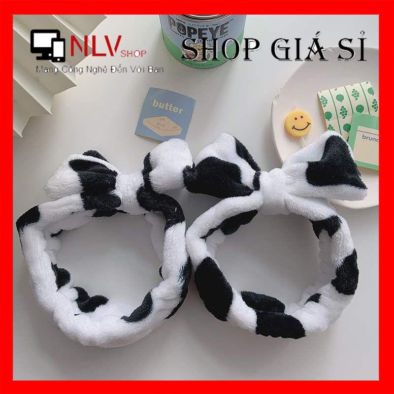 Combo 1 Dây cột tóc Scrunchies + 1 Băng đô rửa mặt bò sữa siêu xinh hot trend