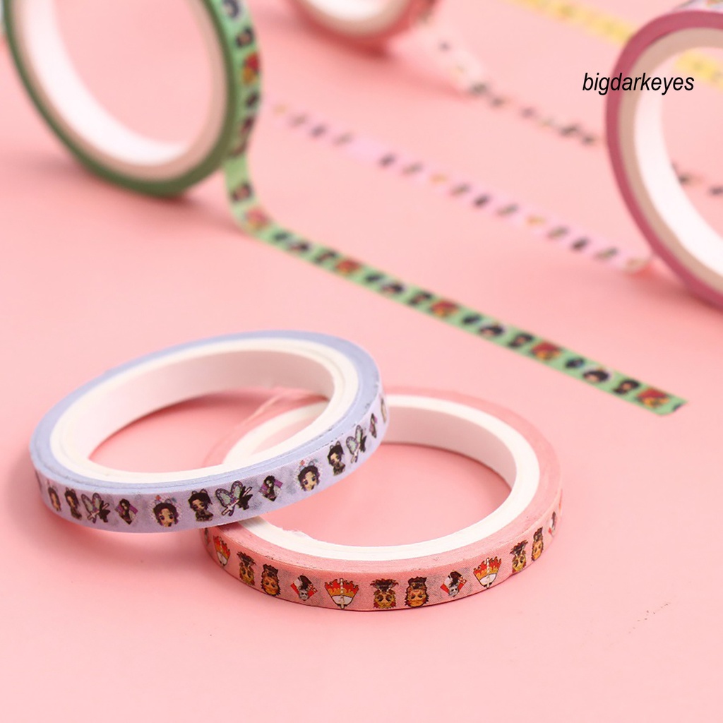 Set 2 Cuộn Băng Keo Giấy Washi In Họa Tiết Hoạt Hình Demon Slayer Trang Trí Sổ Tay/Sổ Tay