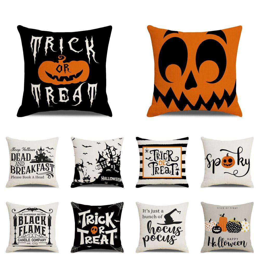 Vỏ Gối Vuông Họa Tiết Halloween Trang Trí Nội Thất Ốp