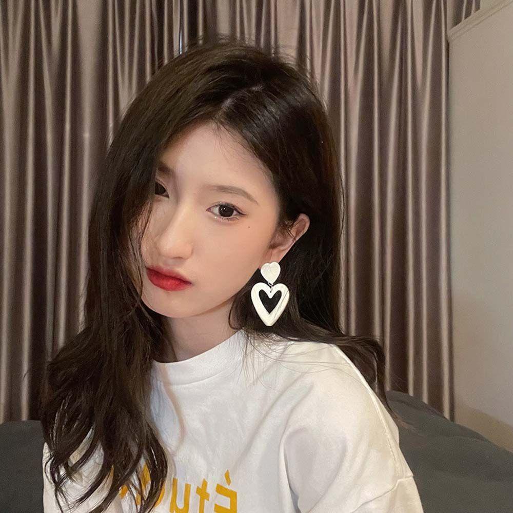 Khuyên Tai Dáng Dài Màu Trắng Đơn Giản Thanh Lịch Cho Nữ