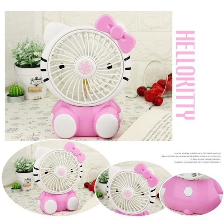 ⚡ Siêu Mát ⚡ Quạt Sạc Tích Điện USB Hình Mèo Kitty Siêu Dễ Thương - Quạt Sạc Để Bàn Hình Hello Kitty