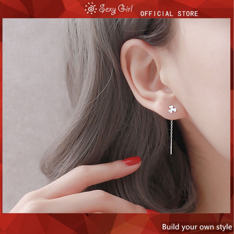 Đôi Khuyên Tai Dài Tua Rua Hình Cỏ Ba Lá Thời Trang Cho Nữ