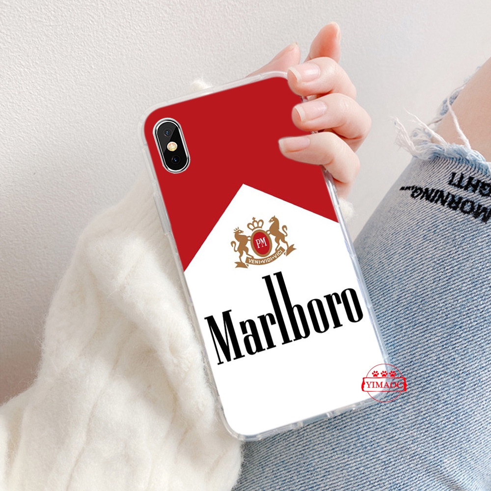 Ốp điện thoại TPU dẻo trong suốt họa tiết logo marlboro cho IPHONE XS MAX XR X 11 PRO 7 8 6 6S PLUS 79A