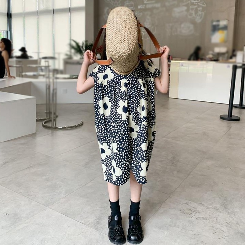 Bộ Áo Liền Bé Gái Bộ Áo Liền Quần Tay Ngắn In Hoa Thời Trang Mùa Hè Hàn Quốc Se7en Cho Bé Gái