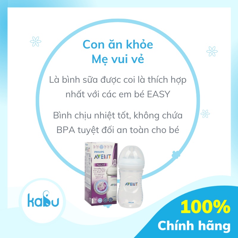 KABU - Bình sữa Philip Avent Natural Chống Đầy Hơi, Chống Sặc bằng Nhựa Không BPA - 125ml/260ml/330ml
