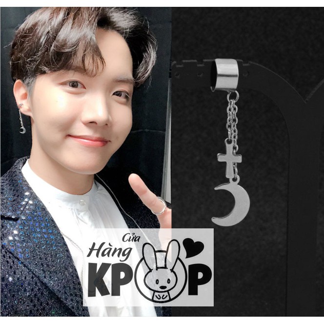 Khuyên tai nam j-hope Kpop kẹp vành lưỡi liềm