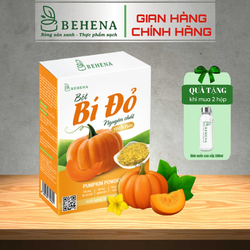 Bột bí đỏ (Ngô) Behena nguyên chất sấy lạnh cho bé ăn dặm 100% hữu cơ hộp 50g