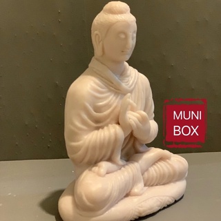 Tượng Phật Thích Ca bột đá trắng 18cm