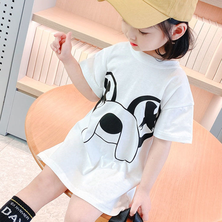 Đầm Thun Ngắn Tay In Hoạt Hình Cho Bé Gái