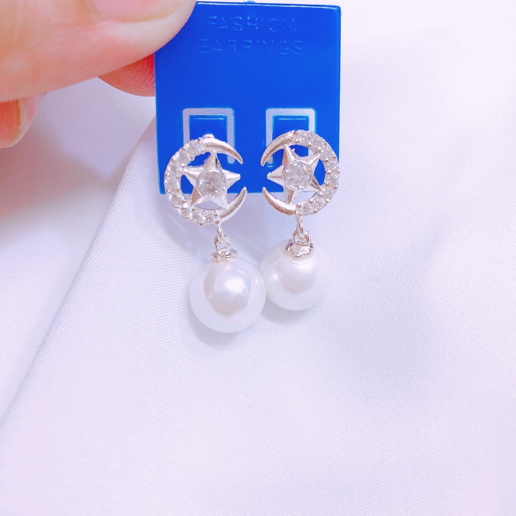 Bông tai ngôi sao bạc ta đính hạt xinh xắn LINH MIU SILVER