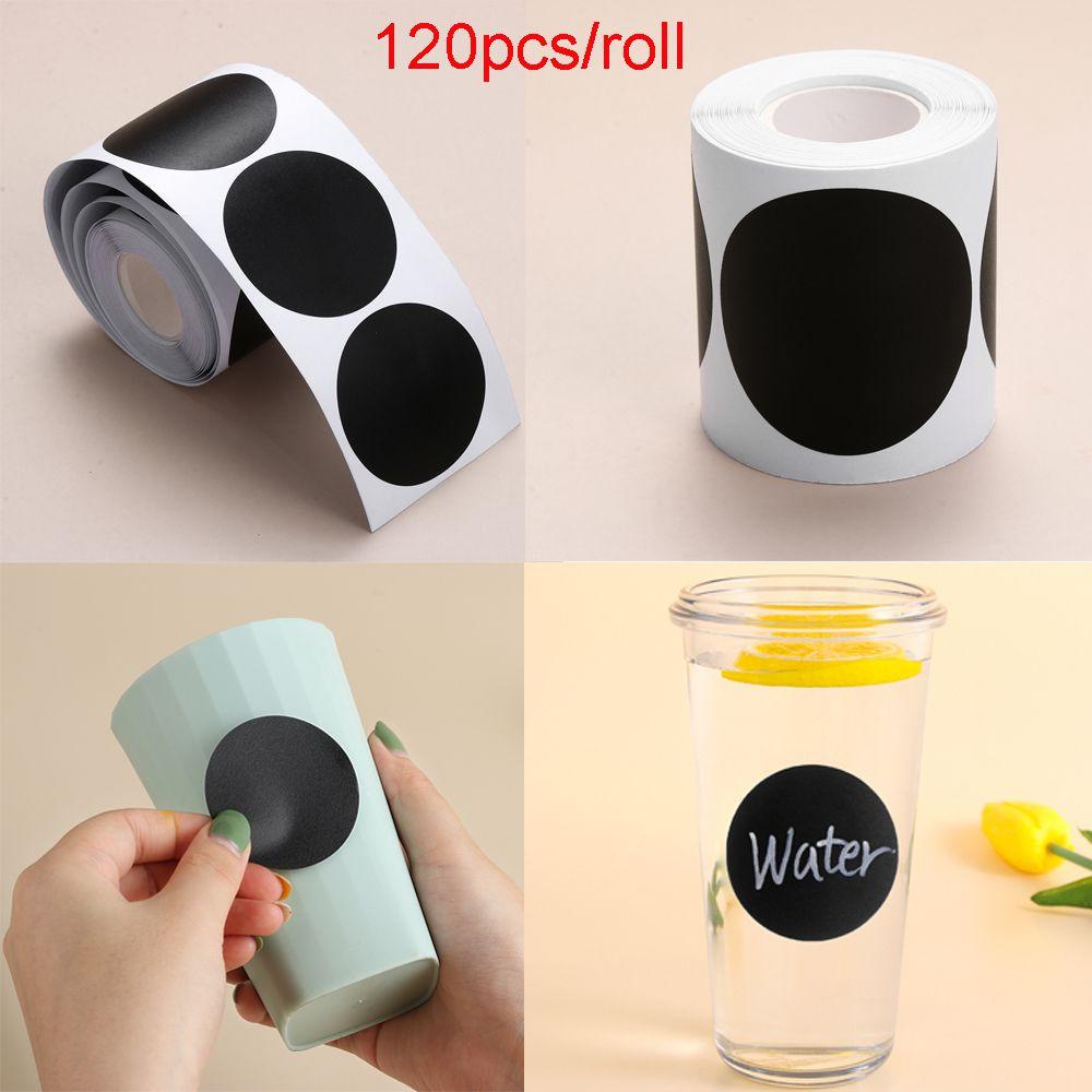 UPSTOPVN 120pcs/roll Round Labels Stickers Waterproof Chalkboard Jam Jar Blackboard Label