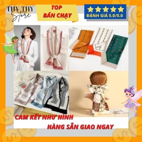 KHĂN CÀ VẠT CHỮ NHẬT THẮT NƠ HOẠ TIẾT NGỰA CAM- BIẾT TẤU NHIỀU KIỂU