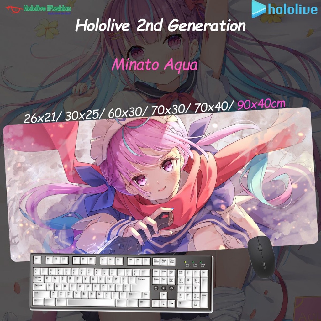 Thảm Lót Chuột Chơi Game Cỡ Lớn Hololive Vtuber Minato Akuya Aqua Kagura MEA