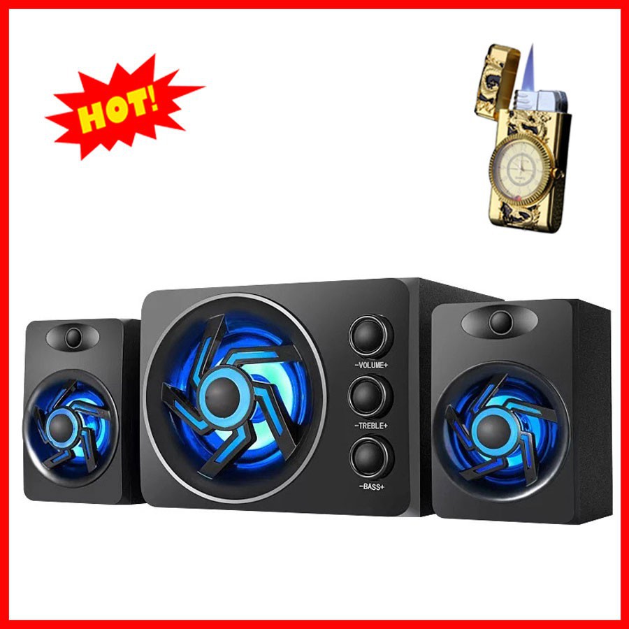 {HOT} Bộ 3 Loa Vi Tính Để Bàn SADA D-209 Âm Thanh Trầm Hỗ Trợ Bluetooth,USB,Thẻ nhớ, Jack 3.5 + Bật Lửa Khò Hình Đồng Hồ