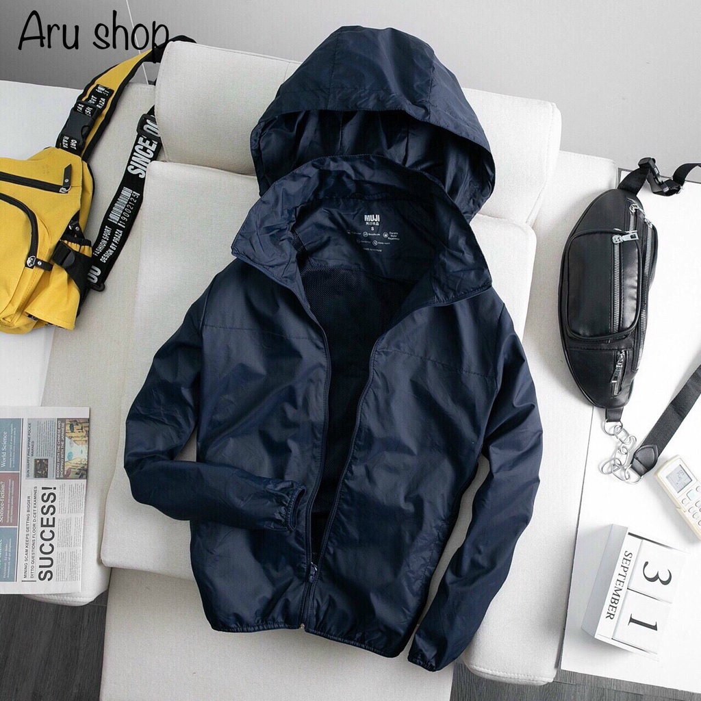 Áo Khoác Gió Nam Nữ  Siêu Nhẹ, Có Mũ Tháo Rời - Aru Shop