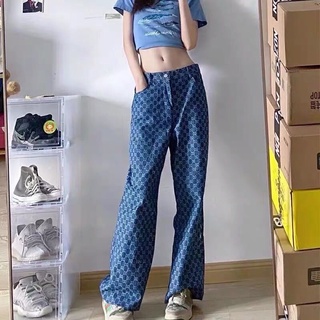Quần Jeans Nữ LV-GUCI in hoạ tiết ống suông rộng Phong Cách Hip Hop Sành Điệu Năng Động Cho Nữ Ảnh SHOP tự chụp