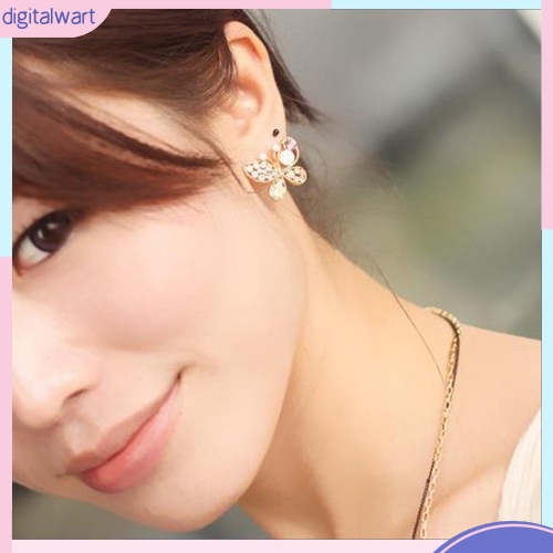 Cặp khuyên tai hình bươm bướm đính đá quý nhân tạo nhiều màu sắc cá tính dành cho nữ