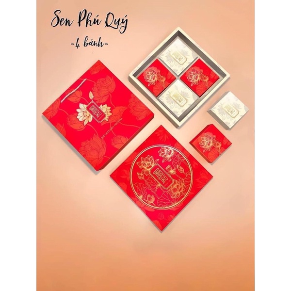 Hộp đựng bánh trung thu 4 bánh Sen Phú Quý