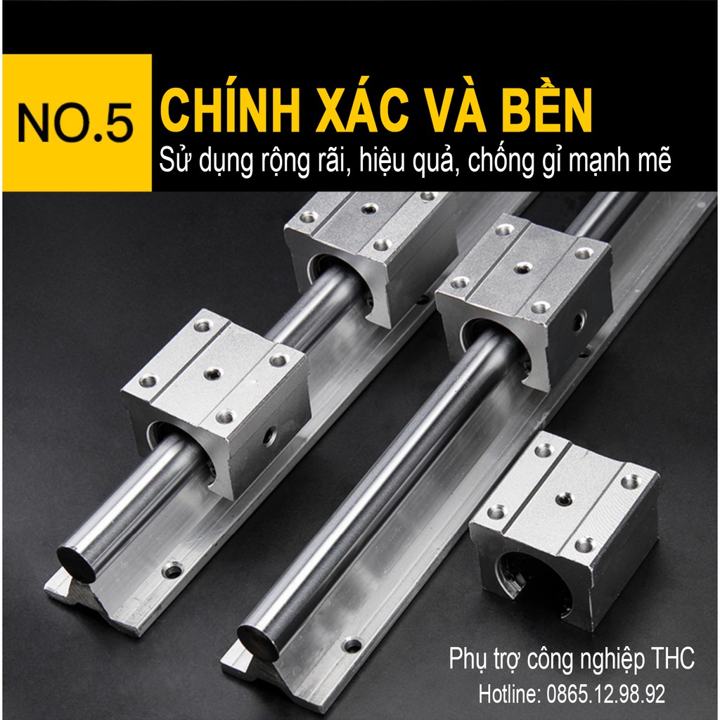 Bộ thanh ray trượt tròn có đế phi 20mm (1 thanh SBR20 dài 1,5 mét + 2 con trượt SBR20UU)