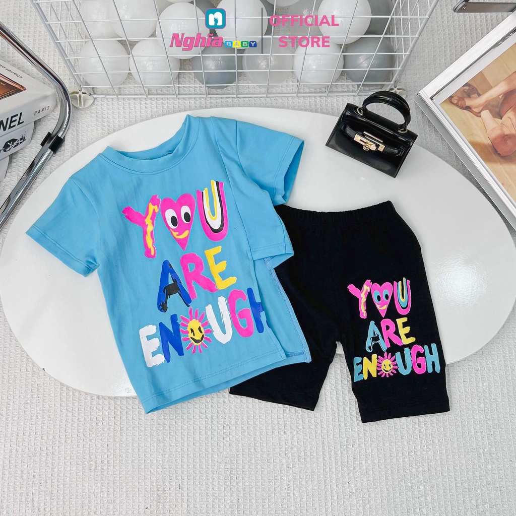 Đồ Bộ Bé Gái - NGHĨA BABY - Thun cotton co dãn 4 chiều - Bộ quần áo mặc nhà 10kg-42kg