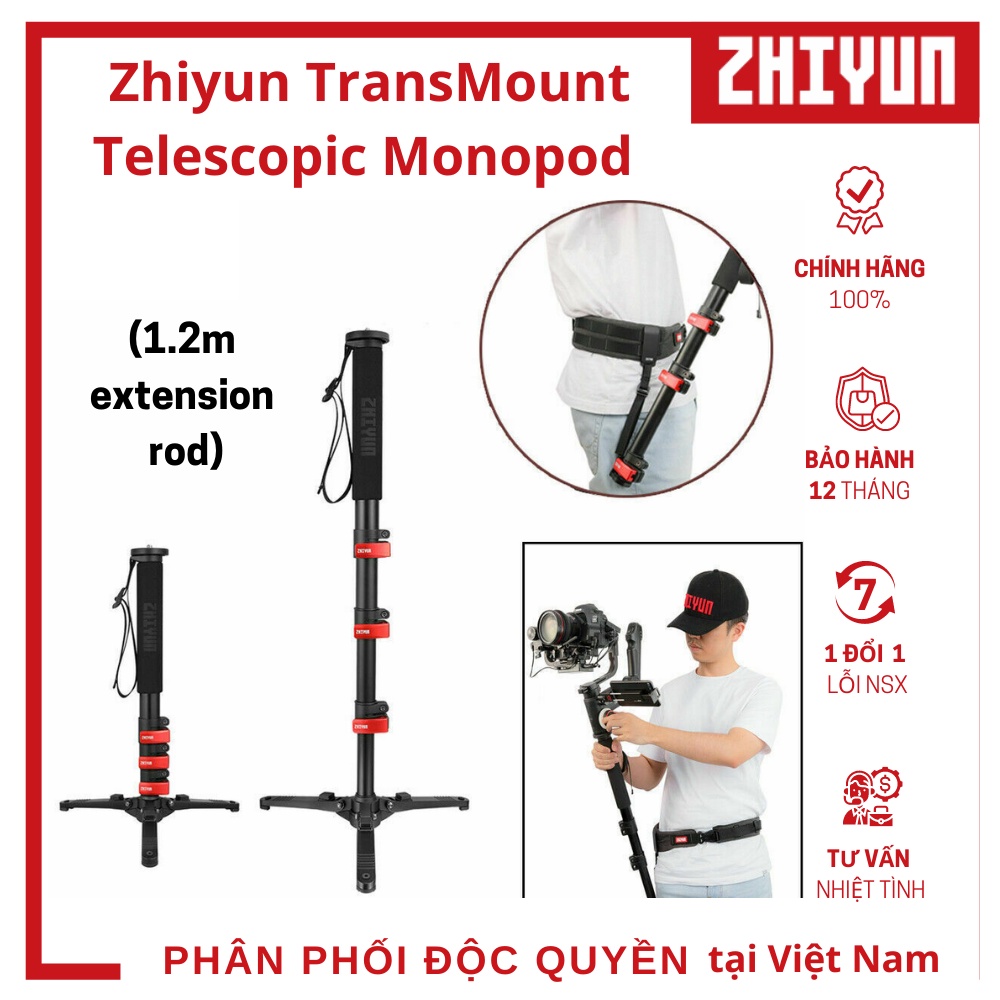 ZHIYUN TRANSMOUNT TELESCOPIC MONOPOD - Monopod có chốt khoá dành cho Gimbal (1.2m extension rod)