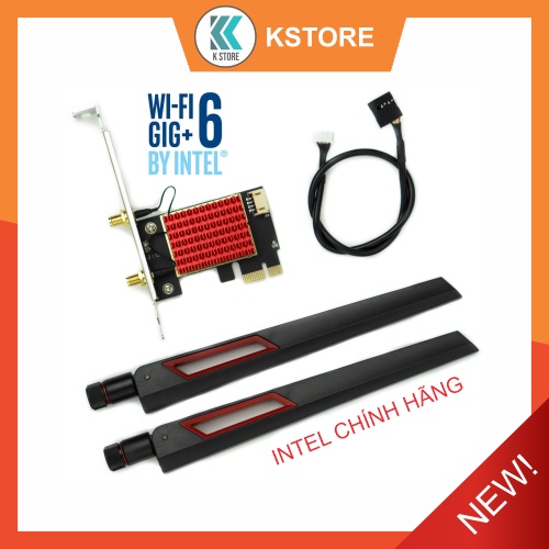 Card Wifi Intel 3168AC 8265AC 9260AC AX200 AX210 có tản nhiệt- 2 băng tần 2.4G/5G - Bluetooth