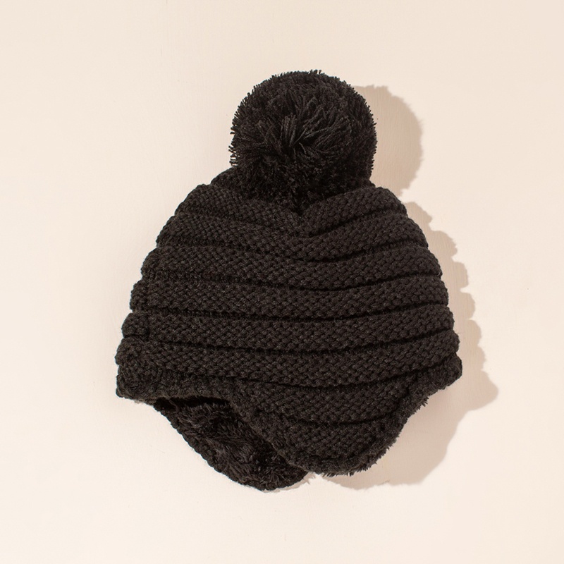 Mũ Beanie Dệt Kim Dày Dặn Giữ Ấm Mùa Đông Kèm Cục Bông Xinh Xắn Cho Bé Sơ Sinh