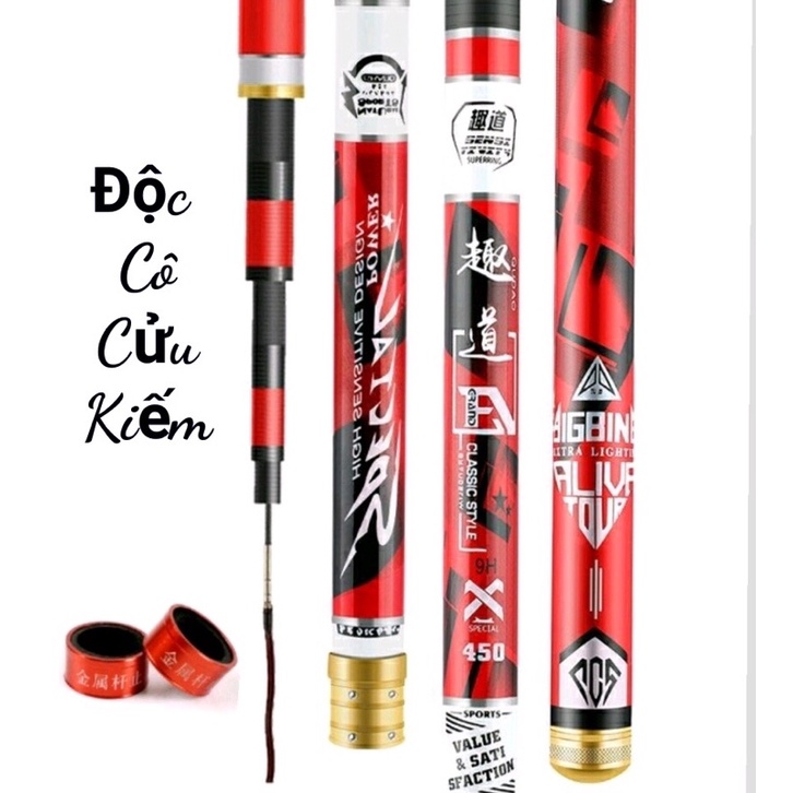 Cần câu Độc Cô Cửu Kiếm 6H tặng kèm nhẫn và ngọn phụ
