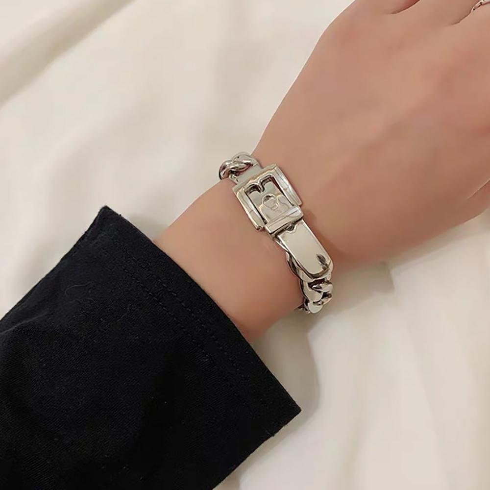 AROMA Vòng Tay Dây Xích Bằng Hợp Kim Điều Chỉnh Được Phong Cách Hip Hop