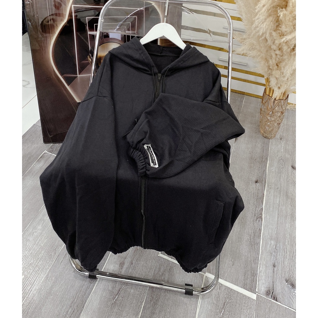 Khoác Nỉ Thêu Tim Chữ Nevver Dáng Rộng Chất Tăm Sọc Form To Nam Nữ