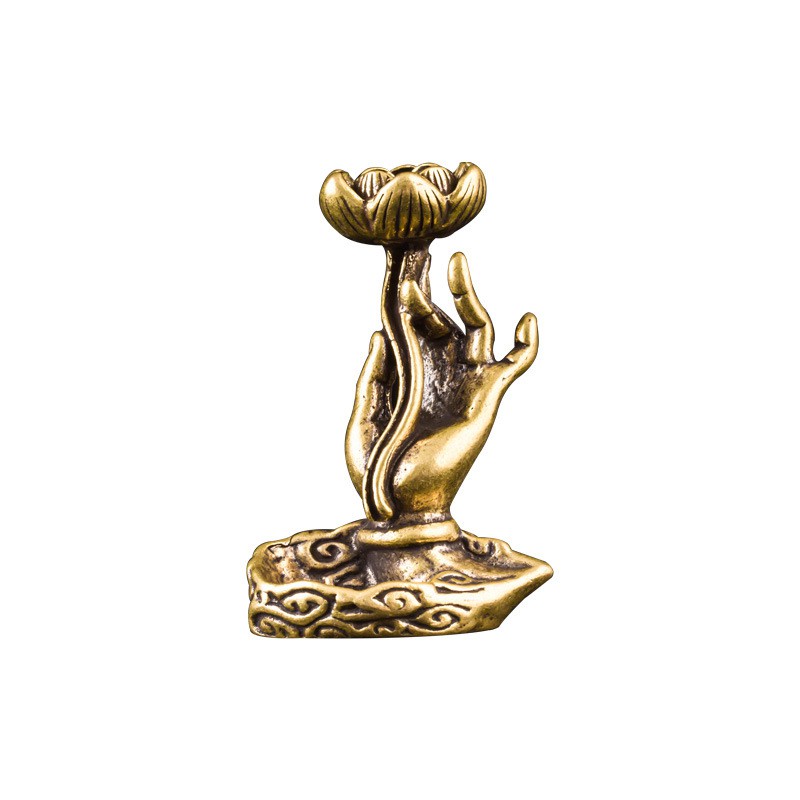 Tượng Đồng Phong Thủy Hình Thác Khói Trầm Hương Bàn Tay Phật (Kích Thước: 5.5cm x 3.6cm)