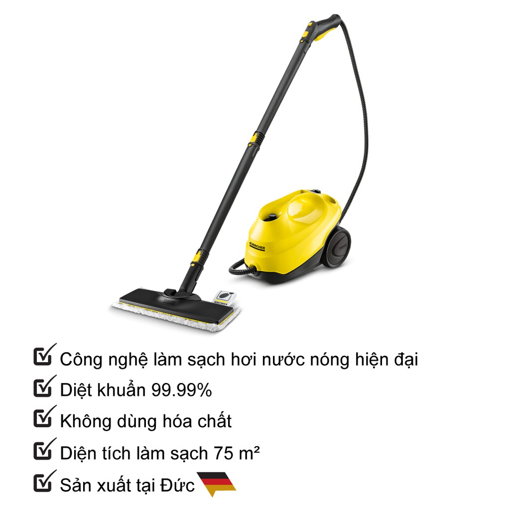 Máy làm sạch bằng hơi nước nóng Karcher SC 3 EasyFix diệt khuẩn hiệu quả (Sản xuất tại Đức)