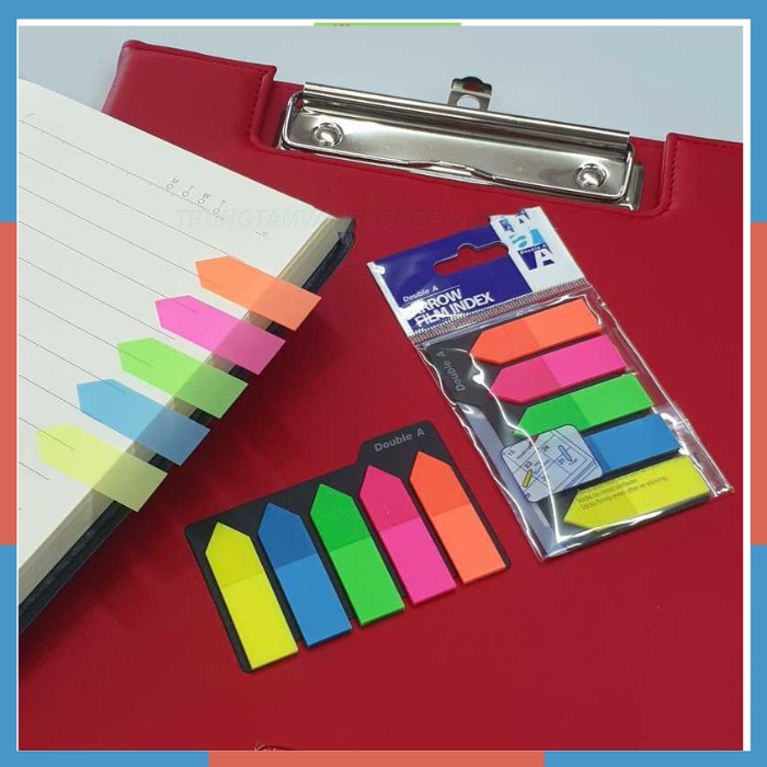 Giấy phân trang 5 màu nhựa Double A nhọn đầu hình mũi tên Film nhựa