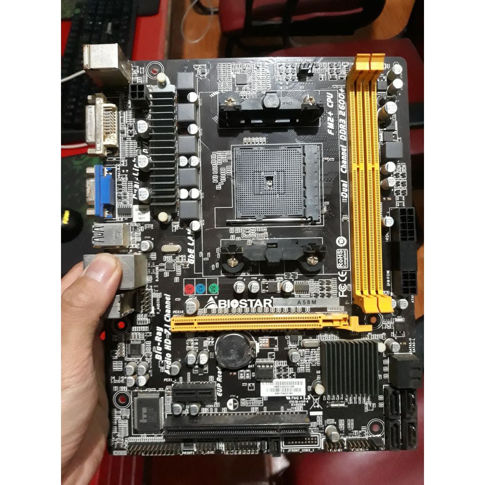 Combo Mainboard AMD + CPU A8-7600 + FAN (Main AMD FM2 \ FM2+ BIOSTAR A58M V6.3 full tụ rắn)