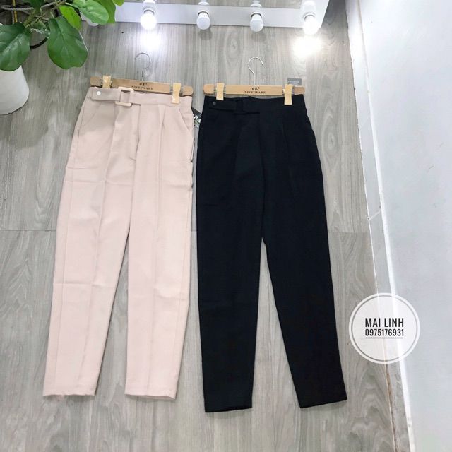 [AN MỘC] Quần Bagy Tây nữ phối đai bọc vải sang chảnh